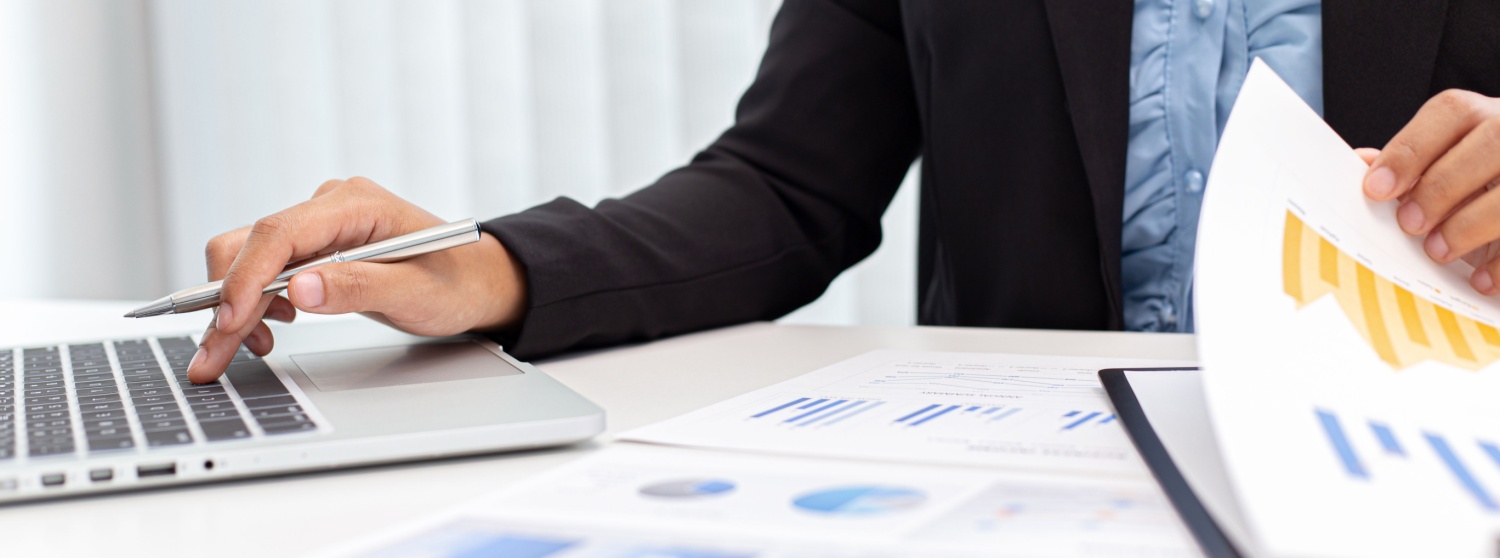 Business owner looking over data